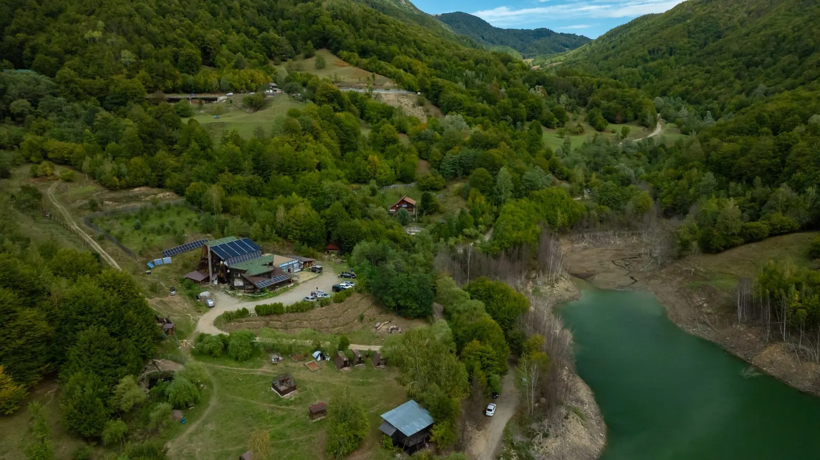Aerial view of Izvorul Bucuriei and Lake Siriu
